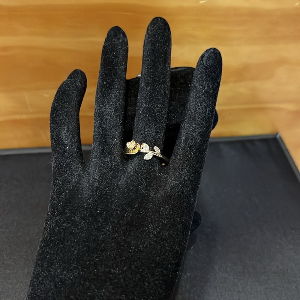 14k Gold Plated Rhinestone Rose Ring